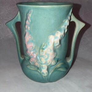 Roseville pottery Green and Pink Foxglove Vase 42-4 made in USA
